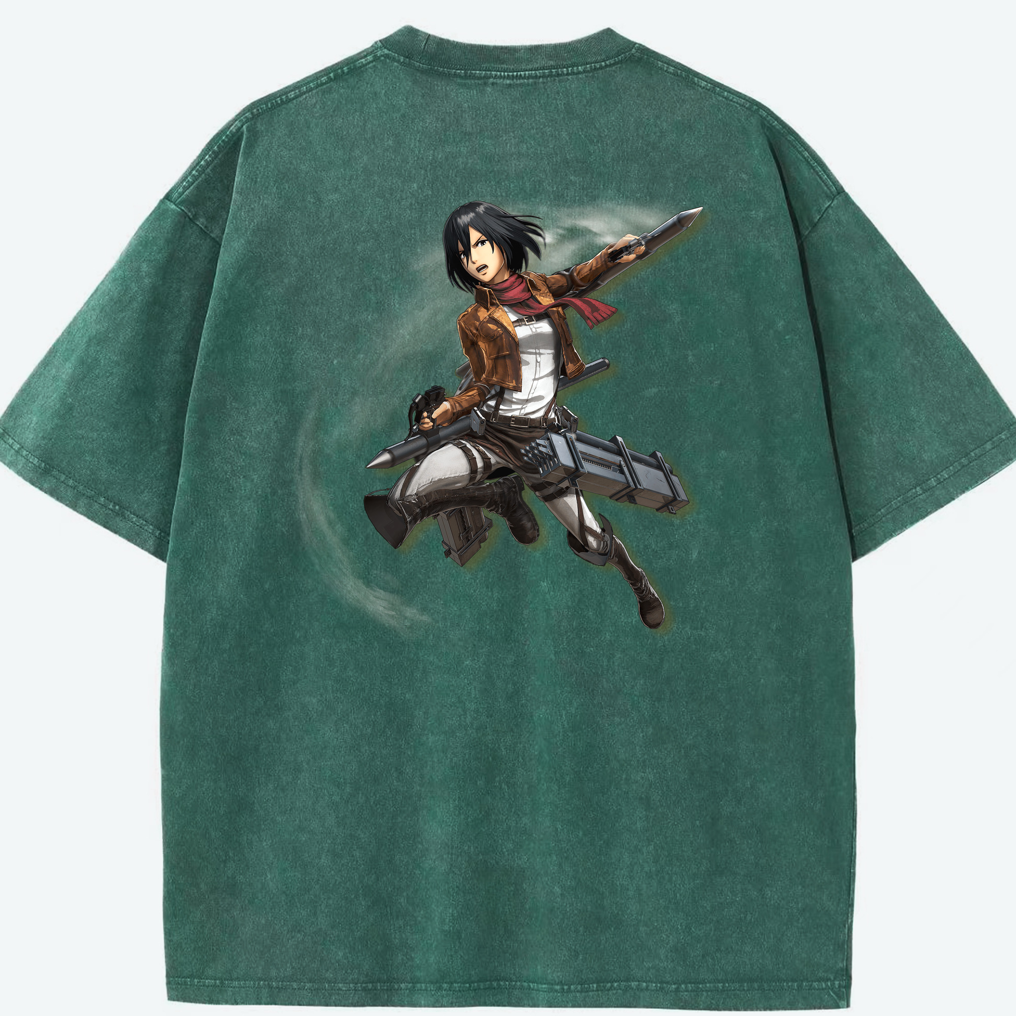 （画像用） 進撃の巨人 ミカサ·アッカーマン Attack on Titan Mikasa Ackerman 綿100% ヴィンテージ風 半袖Tシャツ（背面プリント）
